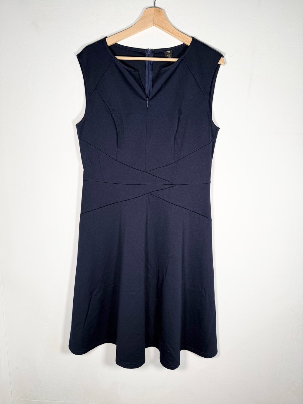 Classic Sleeveless Fit & Flare Dress in Dark Navy